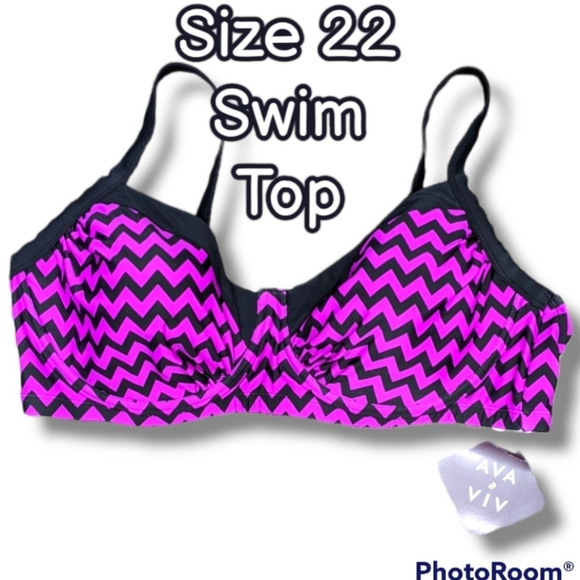 Ava & Viv Tops Womens Bikini Top Dd Cup Black Geometric Plus Nwt